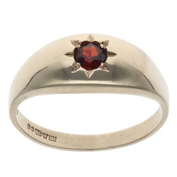 9ct Yellow Gold Garnet Signet Ring