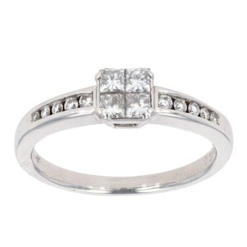 18ct White Gold 0.39ct Diamond Princess Cut Cluster Ring