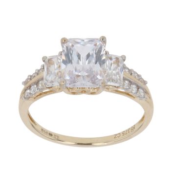 9ct Yellow Gold Cubic Zirconia Three Stone Ring