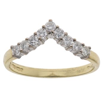 18ct Yellow Gold 0.41ct Brilliant Cut Diamond Wishbone Ring