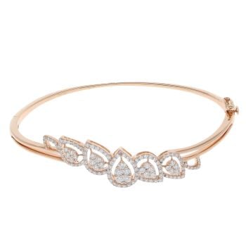 18ct Rose Gold 0.80ct Brilliant Cut Diamond Cluster Bangle