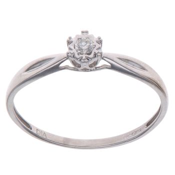9ct White Gold 0.05ct Brilliant Cut Diamond Solitaire Ring