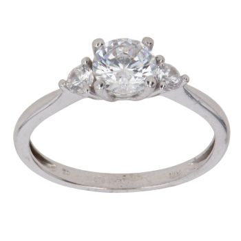 9ct White Gold Cubic Zirconia Three Stone Ring