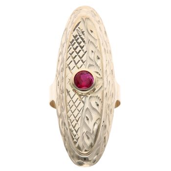 14ct Yellow Gold Red Gemstone Circular Fancy Ring