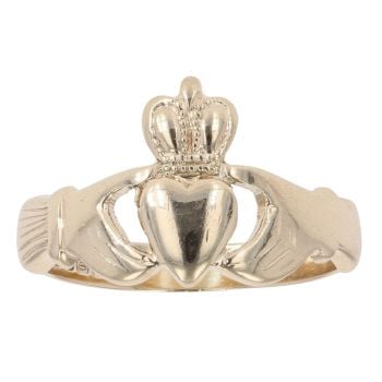 9ct Yellow Gold Patterned Claddagh Ring
