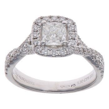 Vera Wang 18ct White Gold 1.30ct Brilliant and Cushion Cut Diamond Cluster Ring