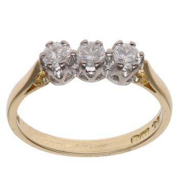 18ct Yellow Gold 0.50ct Brilliant Cut Diamond Trilogy Ring