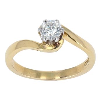 18ct Yellow Gold 0.40ct Diamond Solitaire Twist Ring
