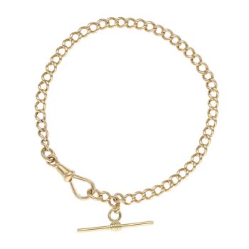 14ct Yellow Gold Albert T-Bar Bracelet 8.5"