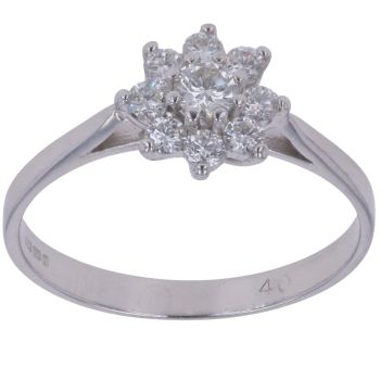 18ct White Gold 0.40ct Brilliant Cut Diamond Cluster Ring