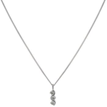 9ct White Gold 0.75ct Brilliant Cut Diamond Trilogy Pendant and Chain 16"
