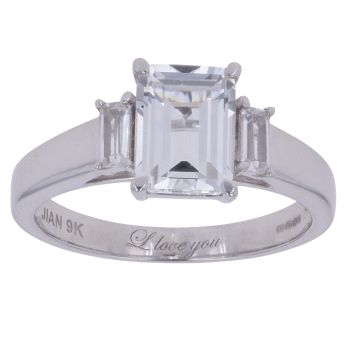 9ct White Gold Cubic Zirconia Ring