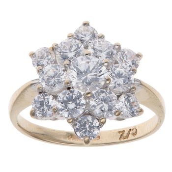 9ct Yellow Gold Cubic Zirconia Cluster Ring