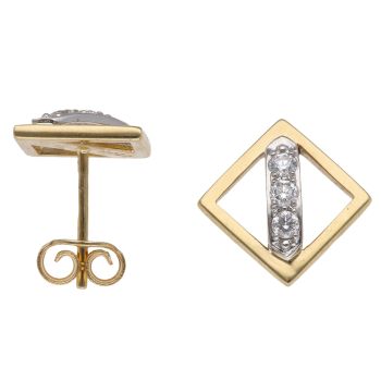 18ct Yellow Gold 0.20ct Brilliant Cut Diamond Square Stud Earrings