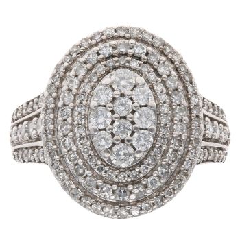 18ct White Gold 1.00ct Brilliant Cut Diamond Cluster Ring