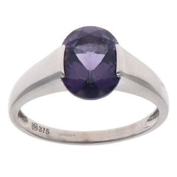 9ct White Gold Amethyst Solitaire Ring