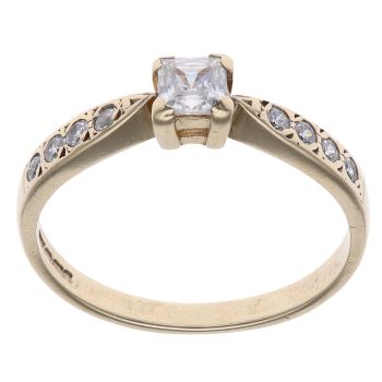 9ct Yellow Gold Square Cubic Zirconia Fancy Ring