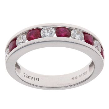 18ct White Gold 0.55ct Brilliant Cut Diamond and Ruby Ring