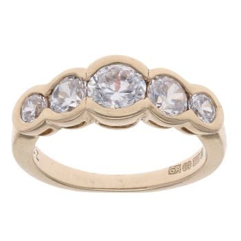 9ct Yellow Gold Cubic Zirconia Five Stone Ring