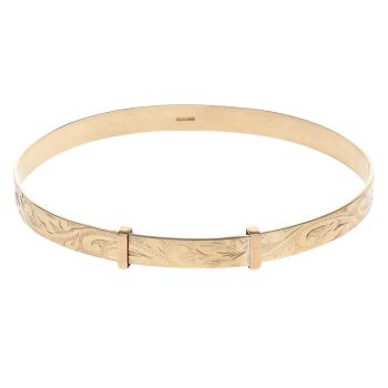 9ct Yellow Gold Patterned Expanding Bangle