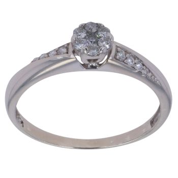 9ct White Gold 0.25ct Brilliant Cut Diamond Cluster Ring