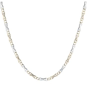 9ct Yellow and White Gold Fancy Link Chain 16"
