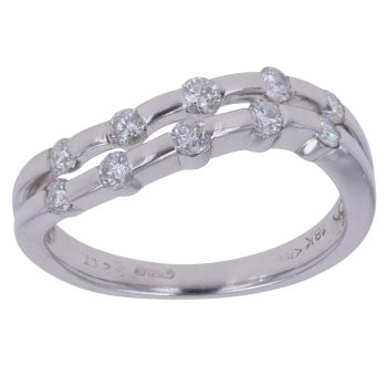 18ct White Gold 0.32ct Brilliant Cut Diamond Two Row Fancy Ring