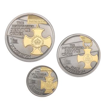 2018 The Armistice Centenary Remembrance Gold Gallantry Tristan Da Cunha Sovereign Set of 3 Coins Boxed with Proof