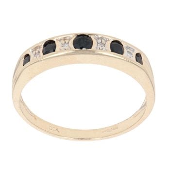9ct Yellow Gold 0.02ct Diamond And Sapphire Fancy Ring
