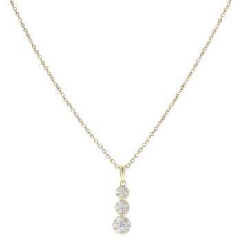18ct Yellow Gold 0.60ct Brilliant Cut Diamond Cluster Pendant and Chain 18"