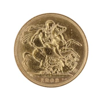 1903 Edward VII Large Head UK Full Sovereign Coin