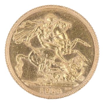 1914 George V Large Head UK Full Sovereign Coin