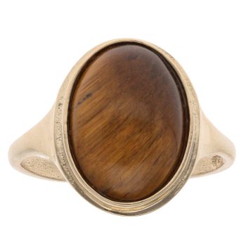 9ct Yellow Gold Tigers Eye Single Stone Ring