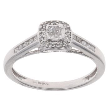 9ct White Gold 0.25ct Diamond Cluster Ring
