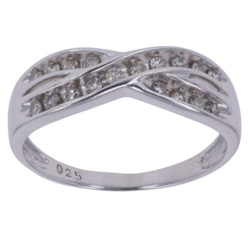 9ct White Gold 0.25ct Brilliant Cut Diamond Crossover Ring