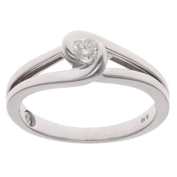 9ct White Gold 0.10ct Brilliant Cut Diamond Solitaire Ring