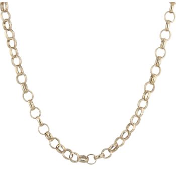 9ct Yellow Gold Patterned and Plain Belcher Chain 20"