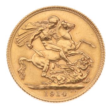 1914 George V Large Head UK Full Sovereign Coin