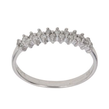 9ct White Gold 0.20ct Brilliant Cut Diamond Two Row Fancy Ring
