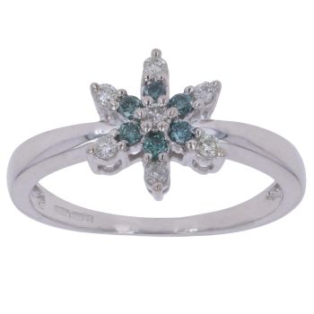 9ct White Gold 0.25ct Brilliant Cut Diamond Cluster Ring