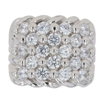 Silver Cubic Zirconia Five Row Keeper Ring By Icesia