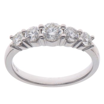 18ct White Gold 1.04ct Brilliant Cut Diamond Five Stone Ring