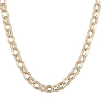 9ct Yellow Gold Patterned and Plain Belcher Chain 26"