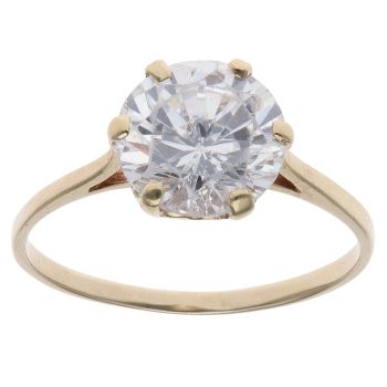 9ct Yellow Gold Cubic Zirconia Single Stone Ring