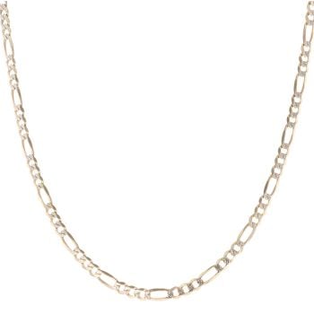 9ct Yellow and White Gold Diamond Cut Figaro Chain 18"