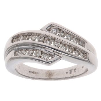 9ct White Gold 0.50ct Brilliant Cut Diamond Three Row Ring
