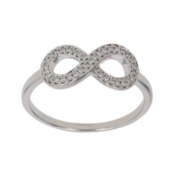 9ct White Gold 0.13ct Brilliant Cut Diamond Infinity Ring