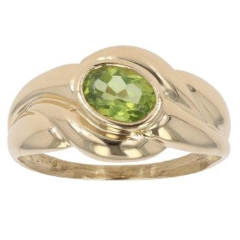 18ct Yellow Gold Patterned Peridot Ring
