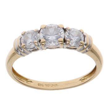 18ct Yellow Gold Cubic Zirconia Three Stone Ring