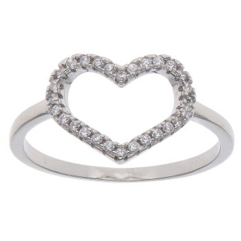 Silver Cubic Zirconia Heart Ring By Icesia